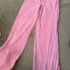 Pink Flare Wide Leg Jeans Statement Piece
